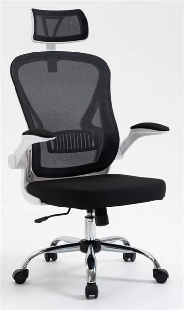 Bürostuhl mit hoher Rückenlehne und Netzstoff